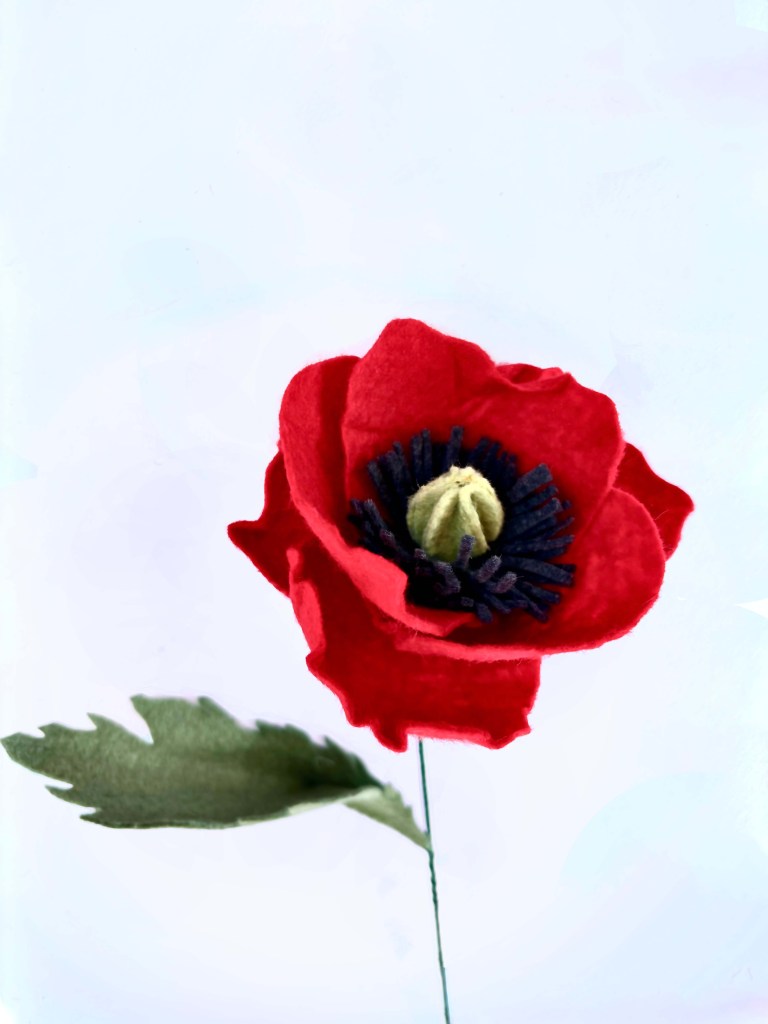 Pipacs filcvirág dekorációkhoz.